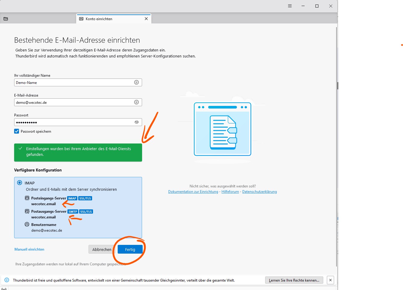 Thunderbird Step: bestätigen