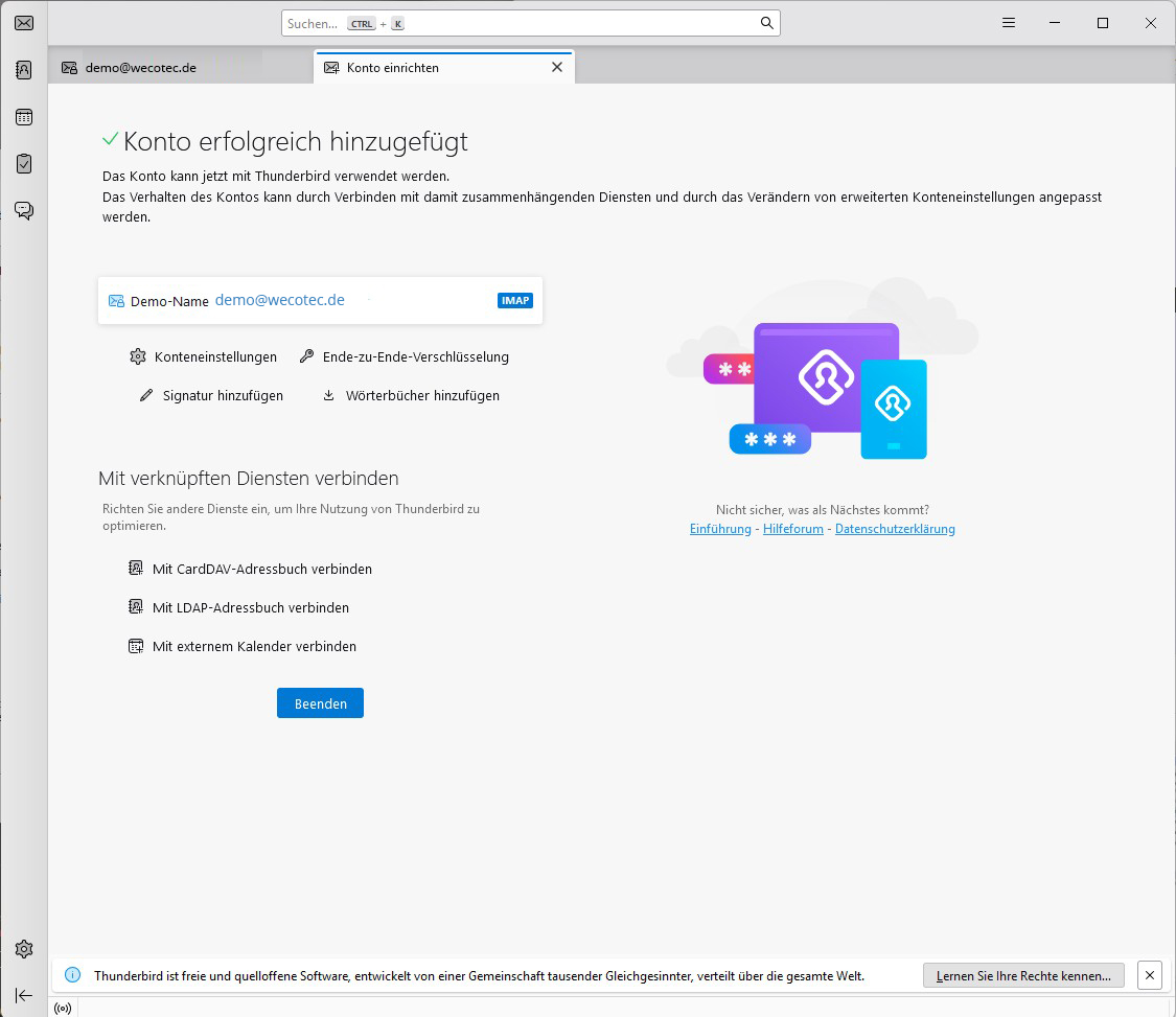 Thunderbird Step: Bestätigung abwarten