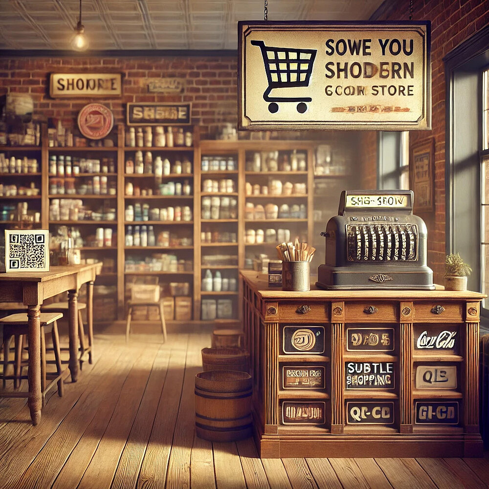 Symbolbild für moderne Onlineshops mit Charakter – Retro-Ladenszene als Metapher für Shopware-Lösungen