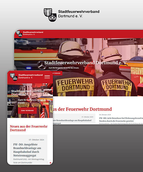 Darstellung der Stadtfeuerwehrverband Dortmund Website auf verschiedenen Endgeräten